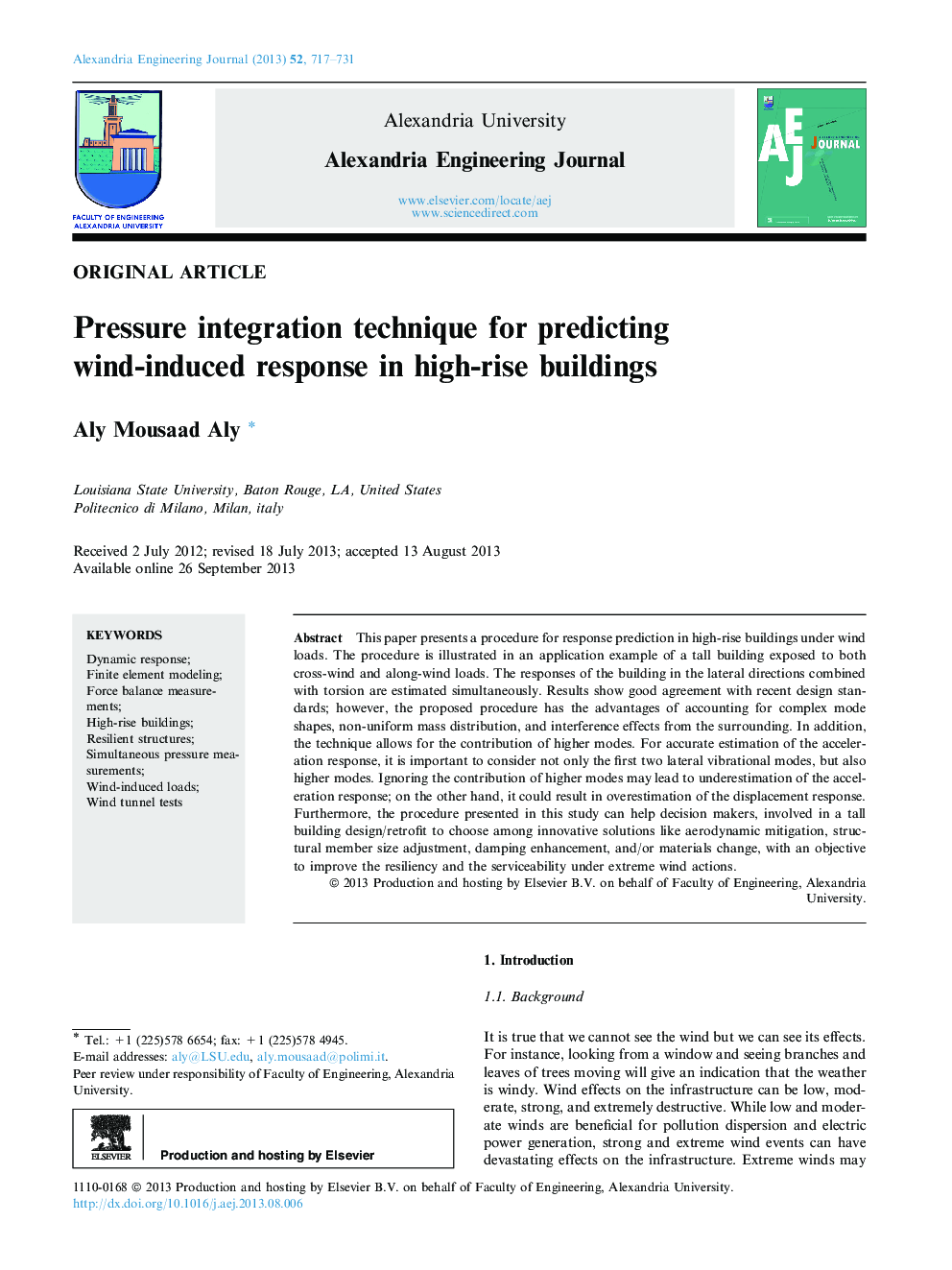 Pressure integration technique for predicting wind-induced response in high-rise buildings 