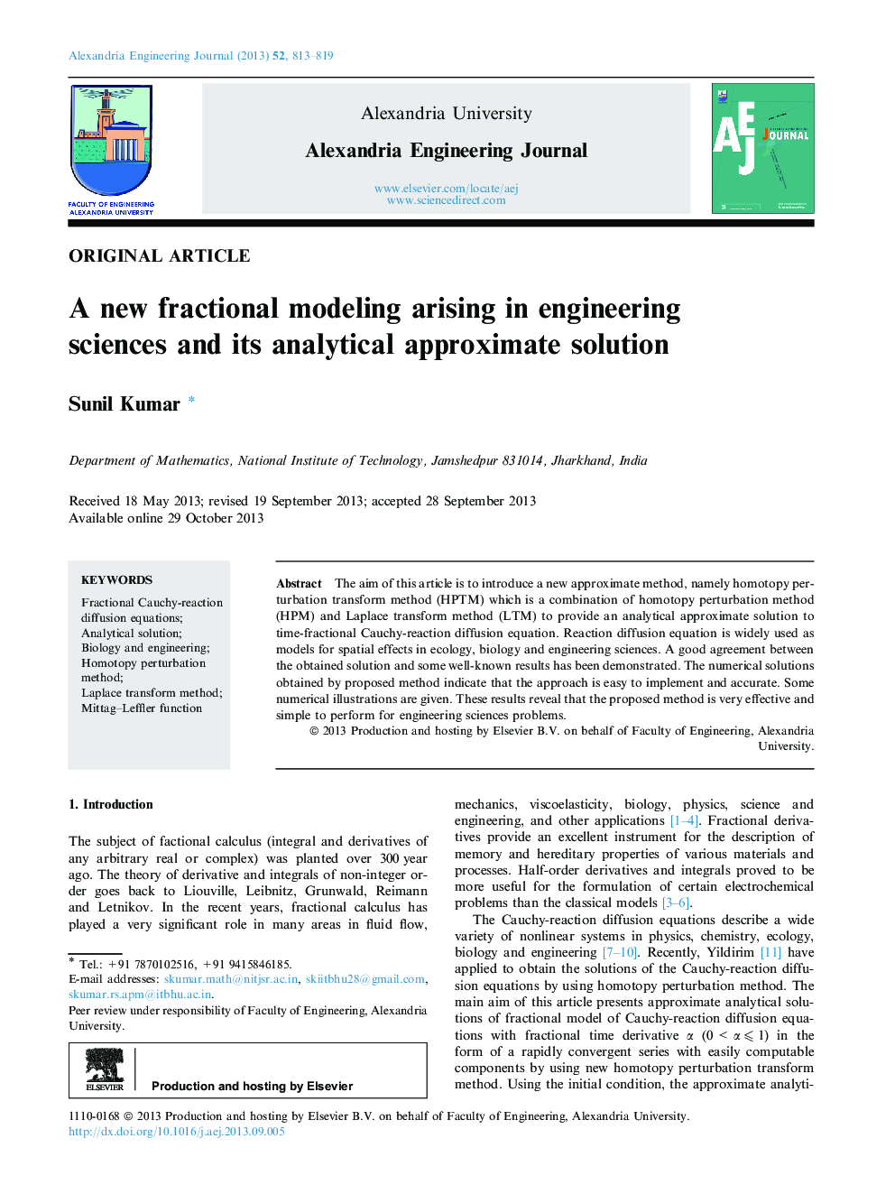 A new fractional modeling arising in engineering sciences and its analytical approximate solution 