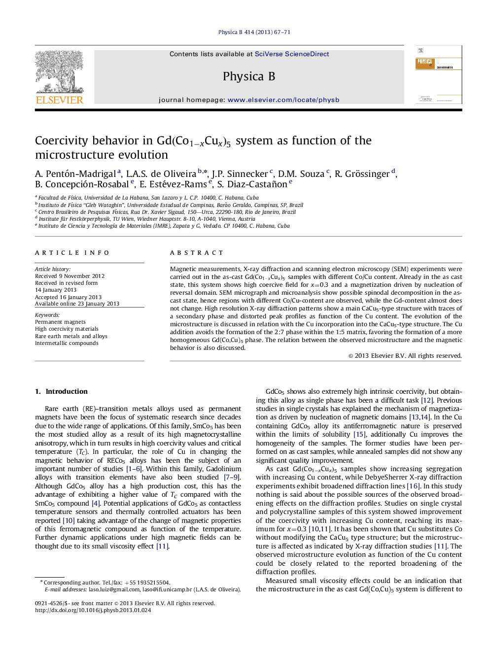 Coercivity behavior in Gd(Co1âxCux)5 system as function of the microstructureevolution