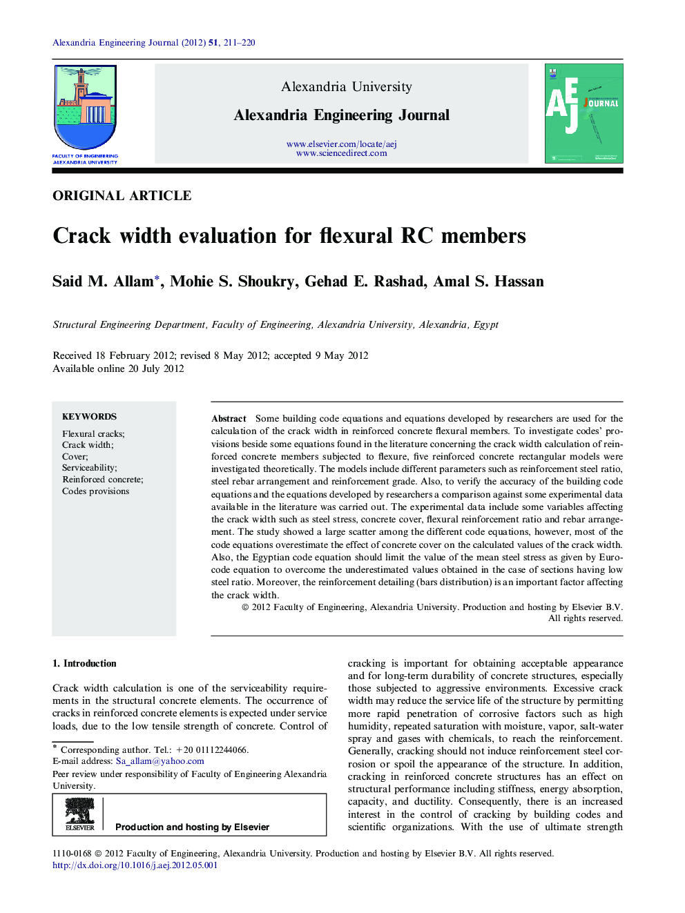 Crack width evaluation for flexural RC members 