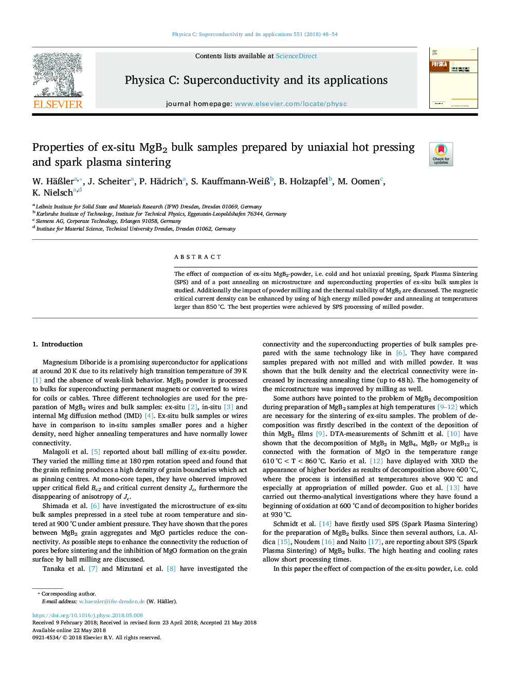 Properties of ex-situ MgB2 bulk samples prepared by uniaxial hot pressing and spark plasma sintering