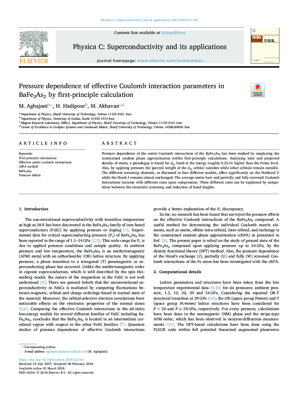 Pressure dependence of effective Coulomb interaction parameters in BaFe2As2 by first-principle calculation