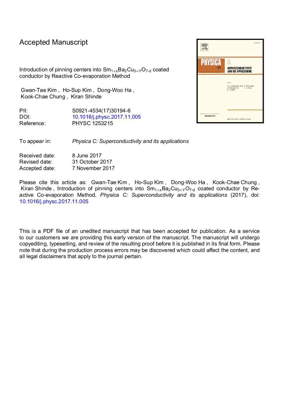 Introduction of pinning centers into Sm1+xBa2Cu3+YO7-d coated conductor by reactive co-evaporation method