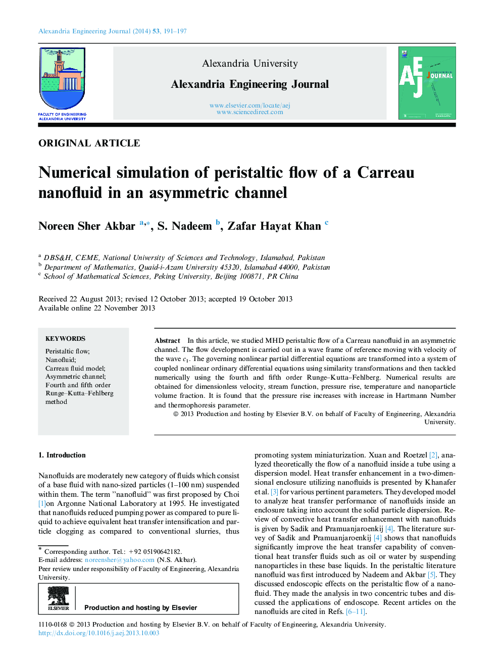 Numerical simulation of peristaltic flow of a Carreau nanofluid in an asymmetric channel