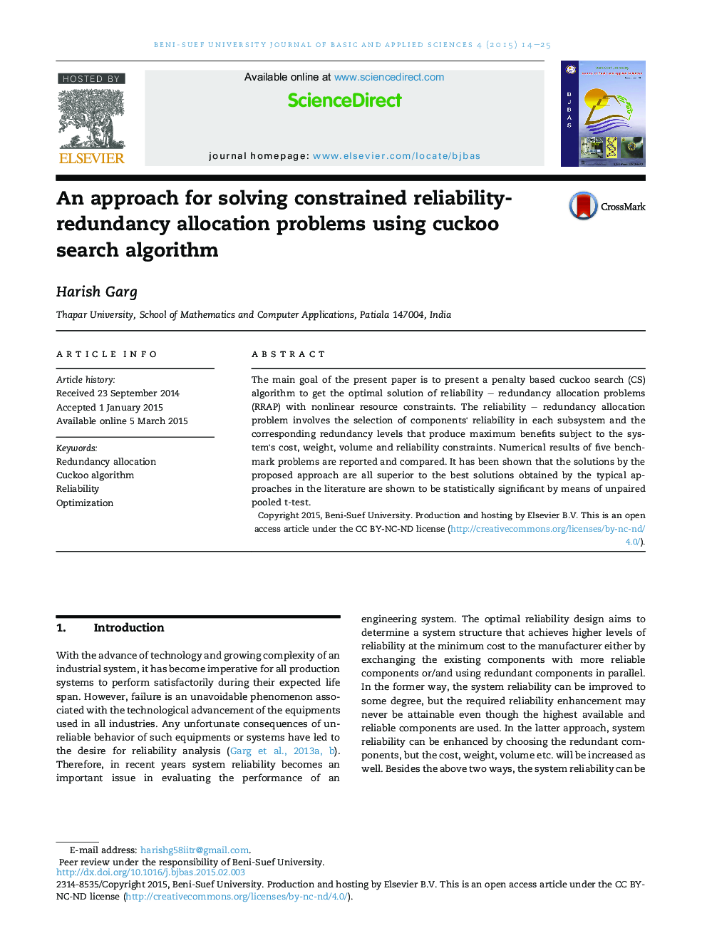 An approach for solving constrained reliability-redundancy allocation problems using cuckoo search algorithm 