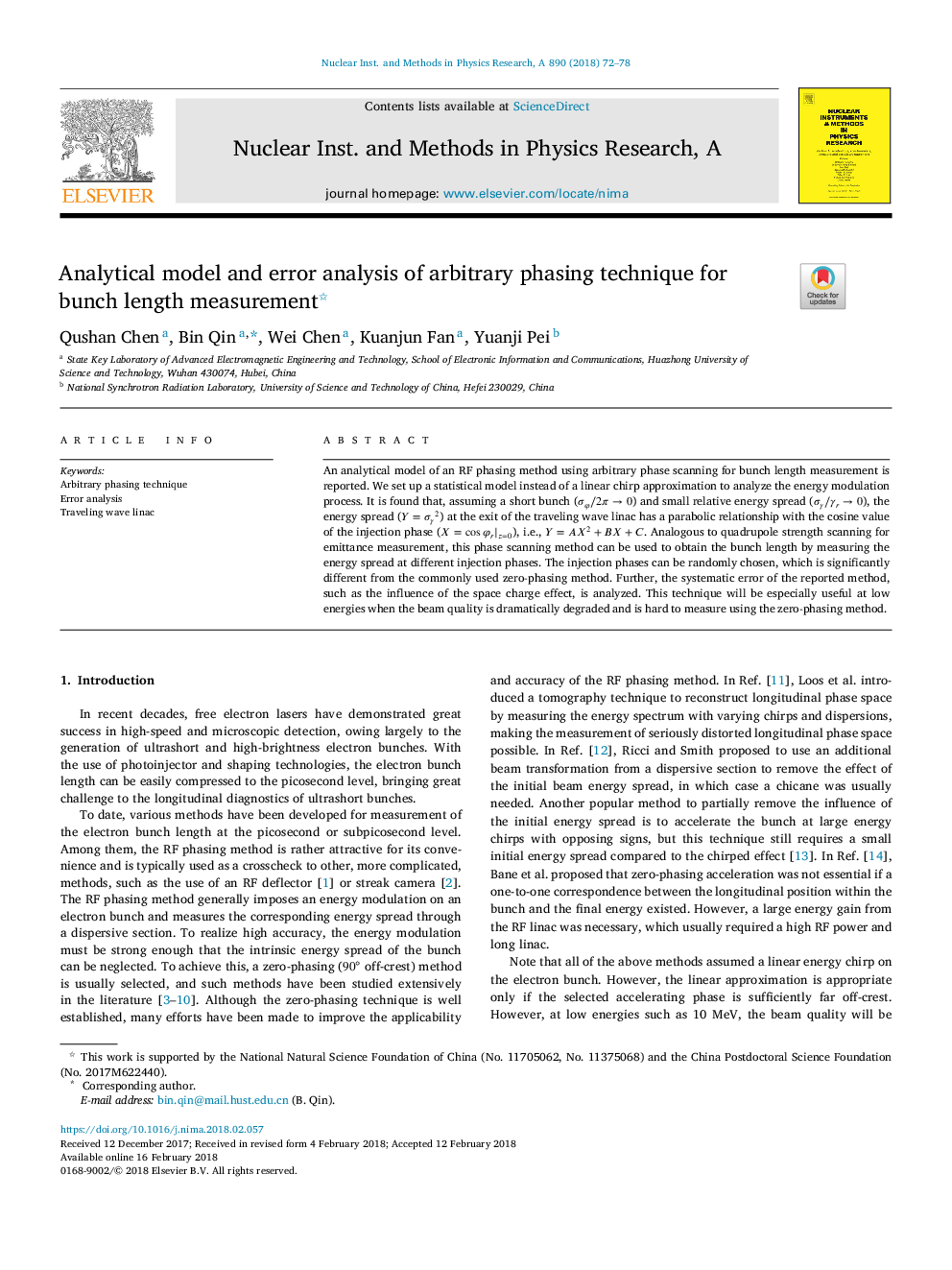 Analytical model and error analysis of arbitrary phasing technique for bunch length measurement