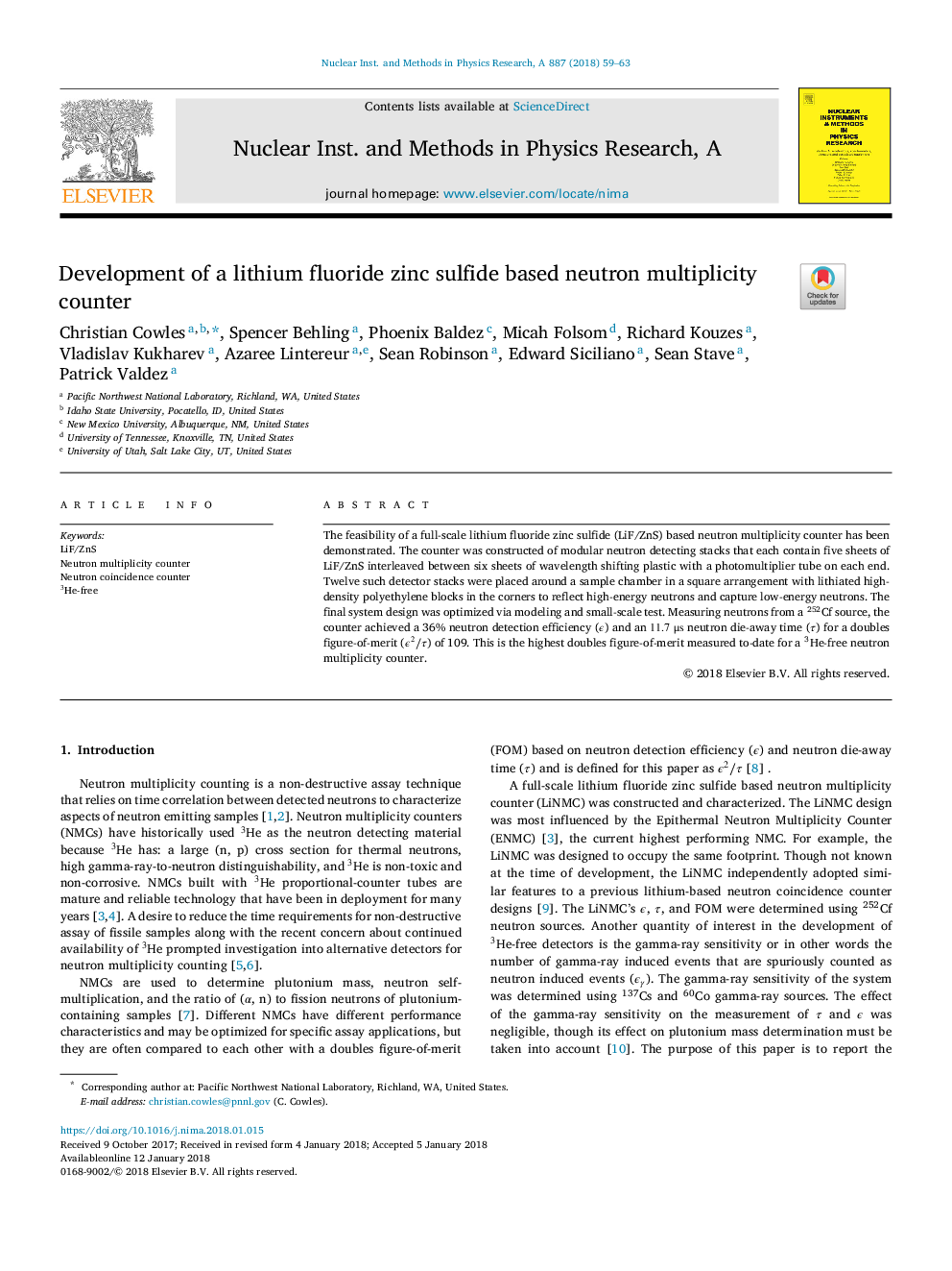 Development of a lithium fluoride zinc sulfide based neutron multiplicity counter