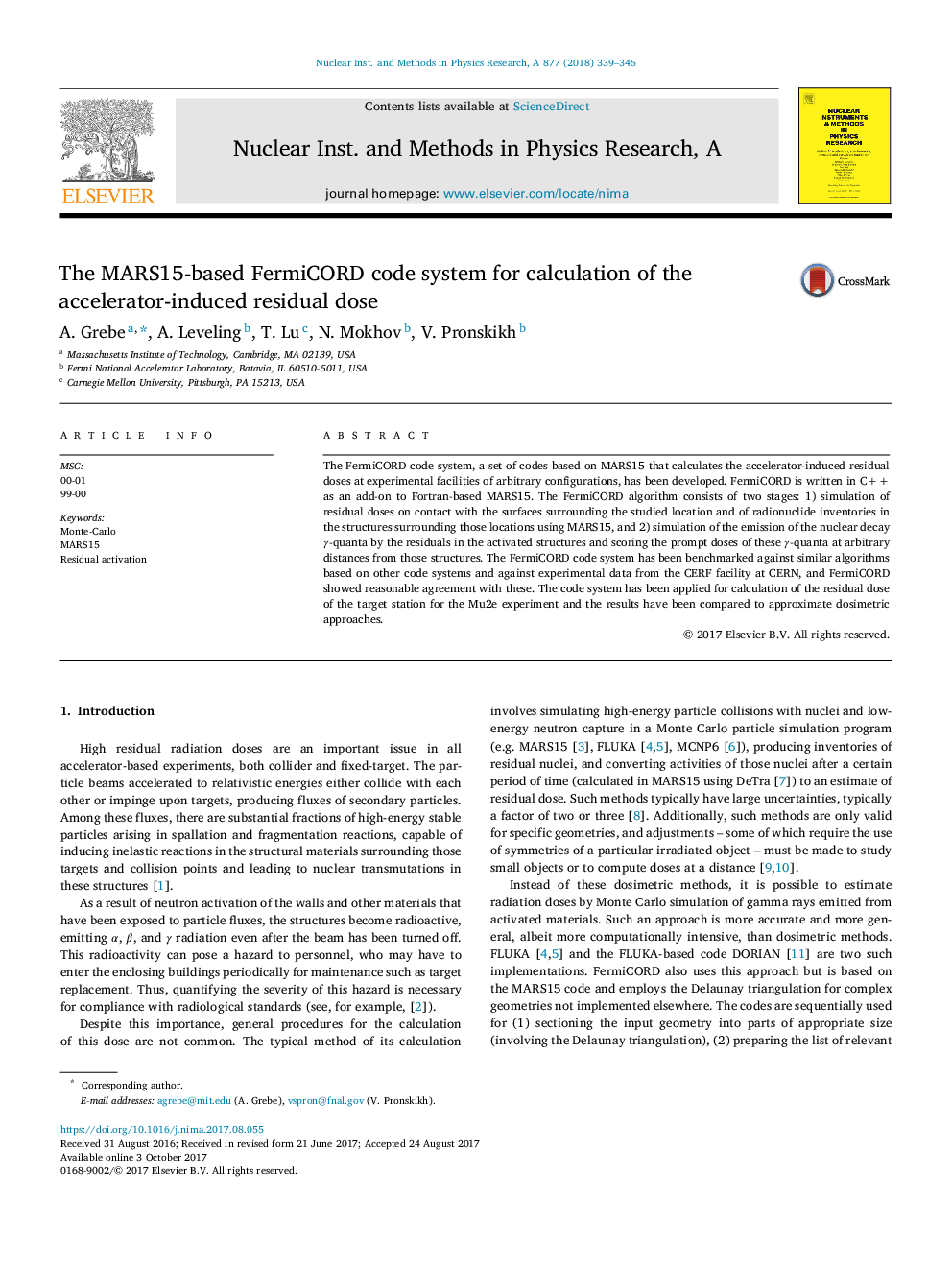 The MARS15-based FermiCORD code system for calculation of the accelerator-induced residual dose