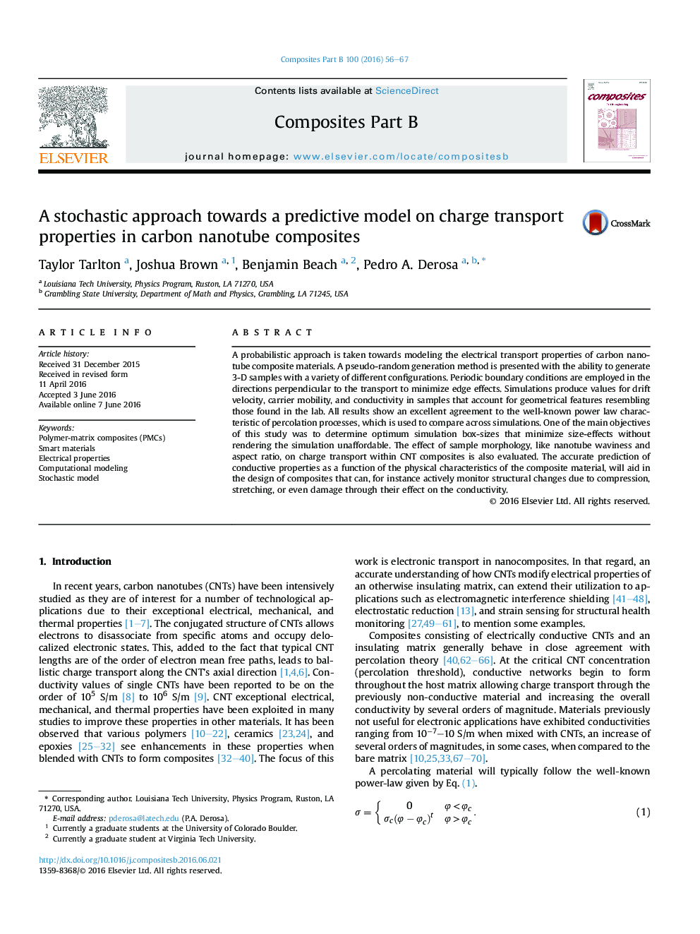 A stochastic approach towards a predictive model on charge transport properties in carbon nanotube composites