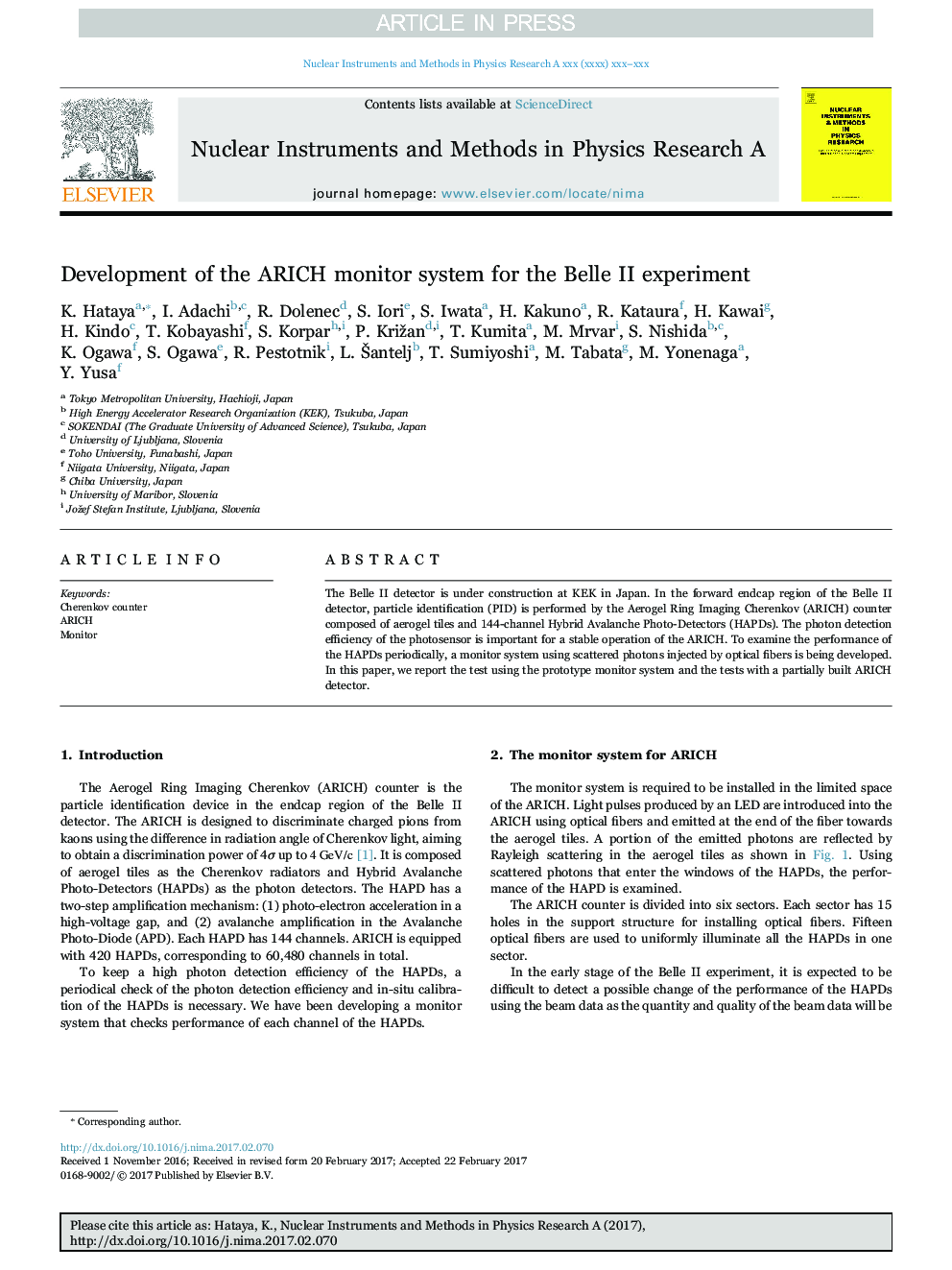 Development of the ARICH monitor system for the Belle II experiment