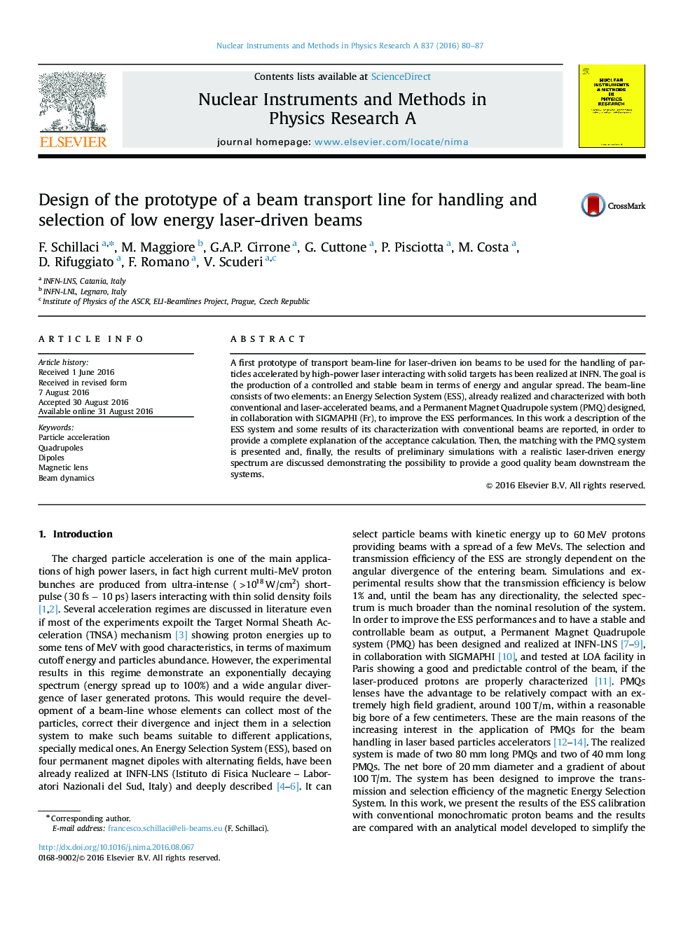 Design of the prototype of a beam transport line for handling and selection of low energy laser-driven beams