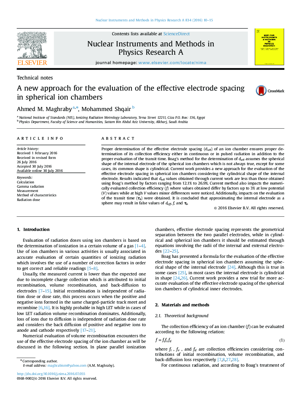 A new approach for the evaluation of the effective electrode spacing in spherical ion chambers