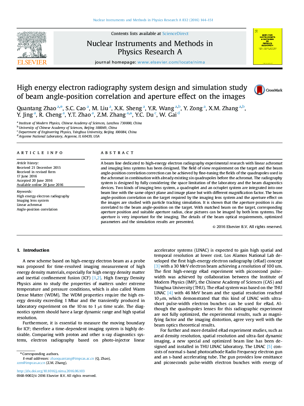 High energy electron radiography system design and simulation study of beam angle-position correlation and aperture effect on the images
