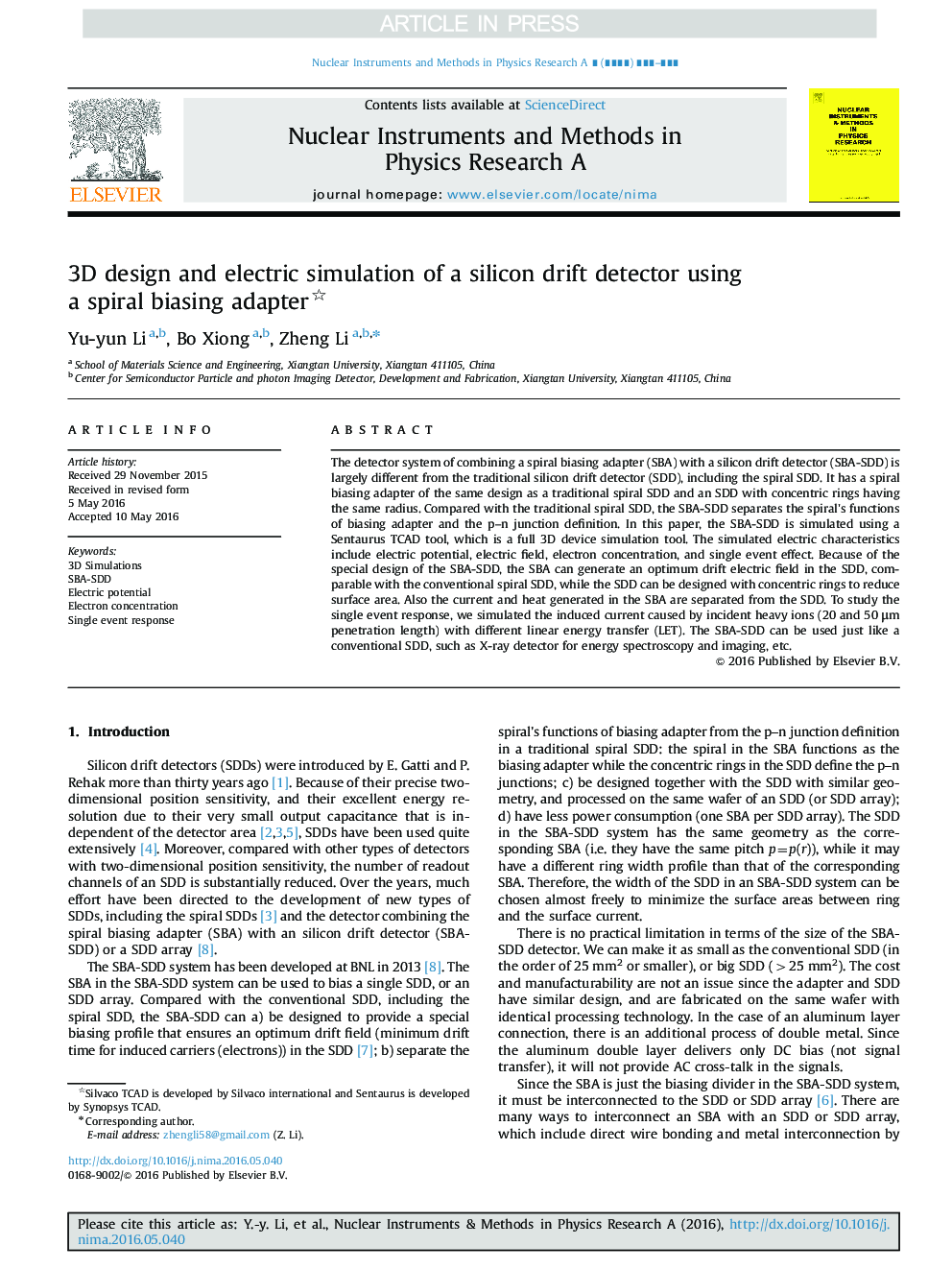 3D design and electric simulation of a silicon drift detector using a spiral biasing adapter