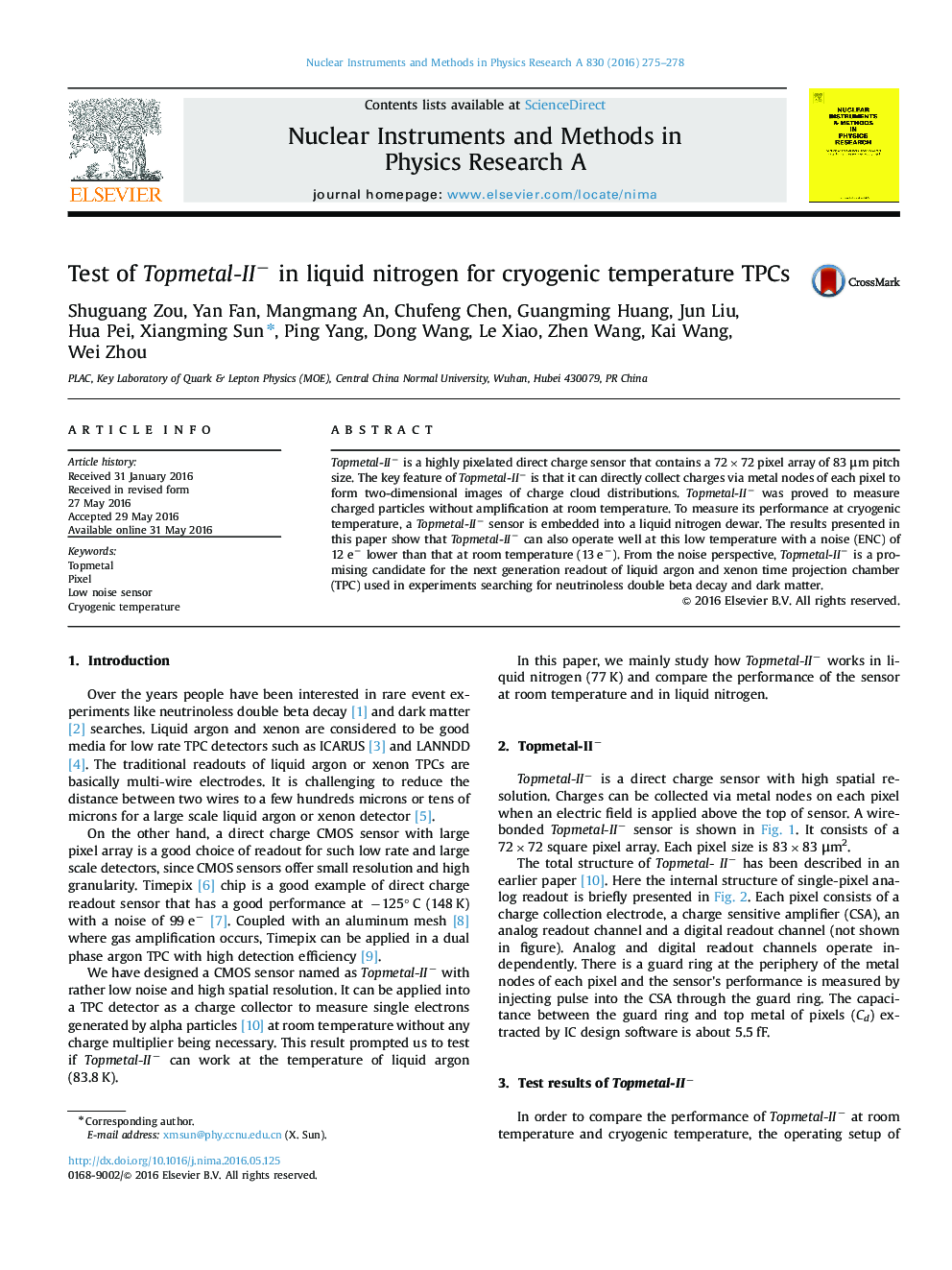 Test of Topmetal-IIâ in liquid nitrogen for cryogenic temperature TPCs