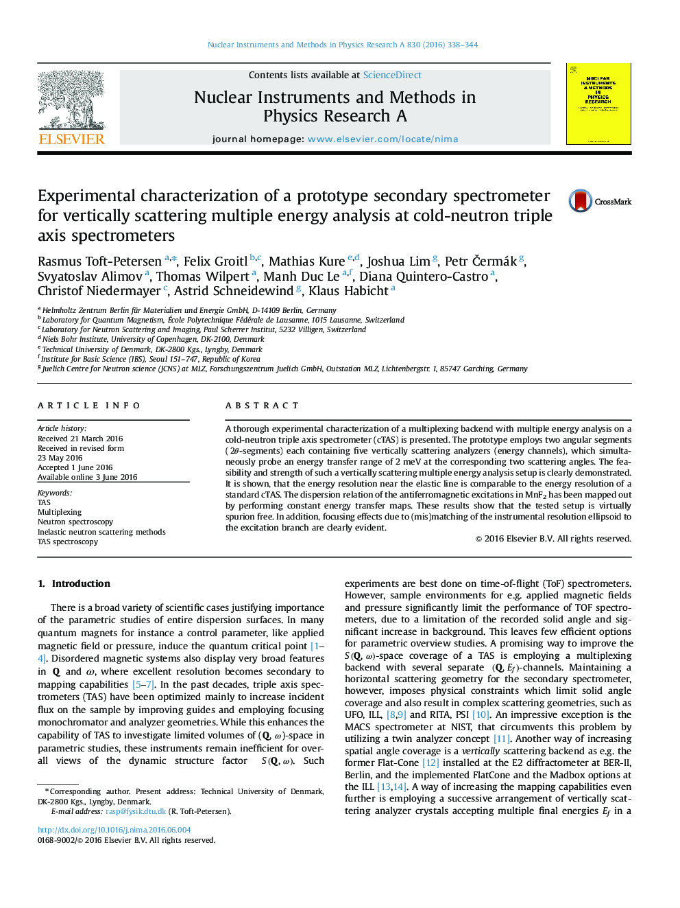 Experimental characterization of a prototype secondary spectrometer for vertically scattering multiple energy analysis at cold-neutron triple axis spectrometers