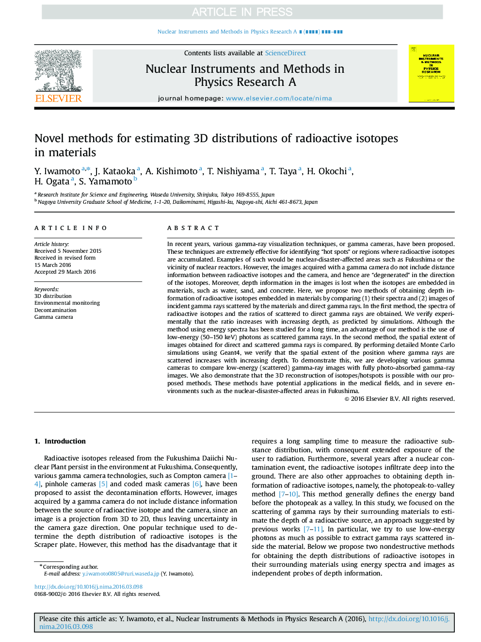 Novel methods for estimating 3D distributions of radioactive isotopes in materials