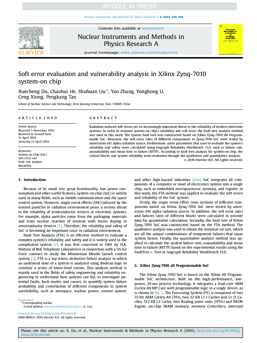 Soft error evaluation and vulnerability analysis in Xilinx Zynq-7010 system-on chip