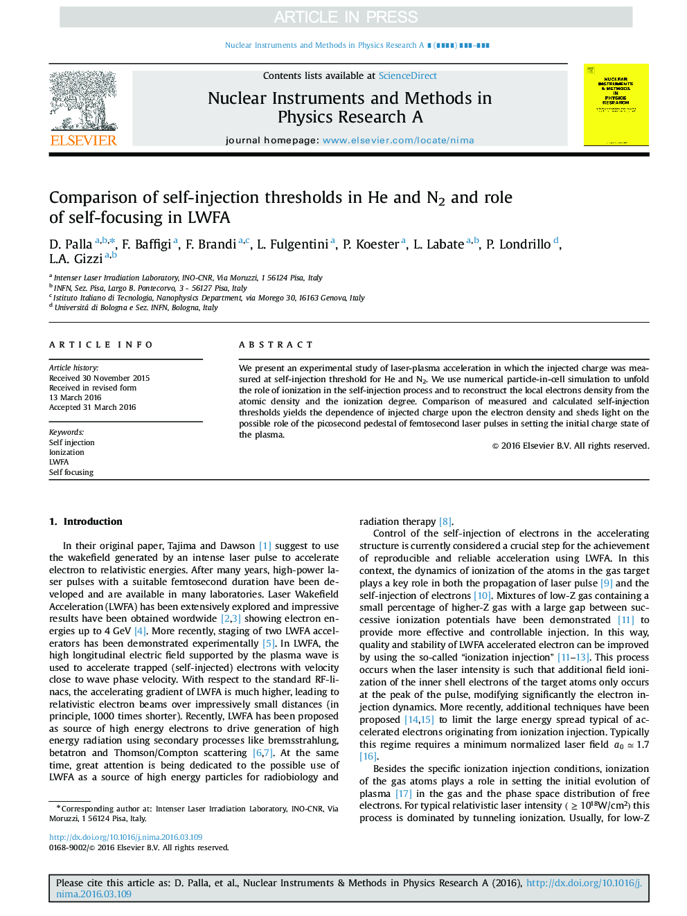 Comparison of self-injection thresholds in He and N2 and role of self-focusing in LWFA