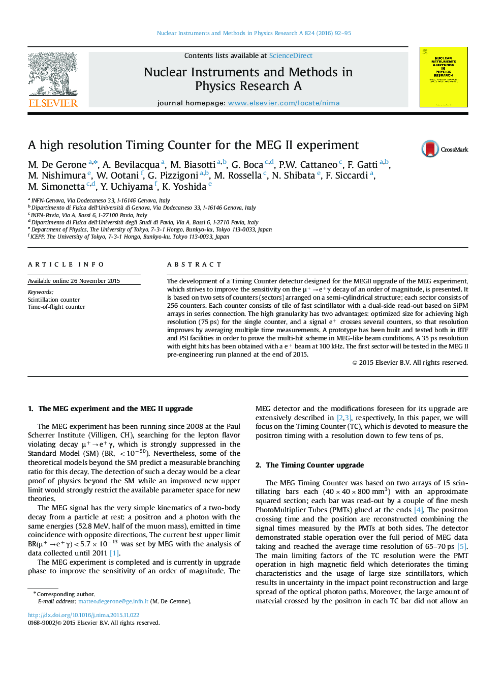 A high resolution Timing Counter for the MEG II experiment