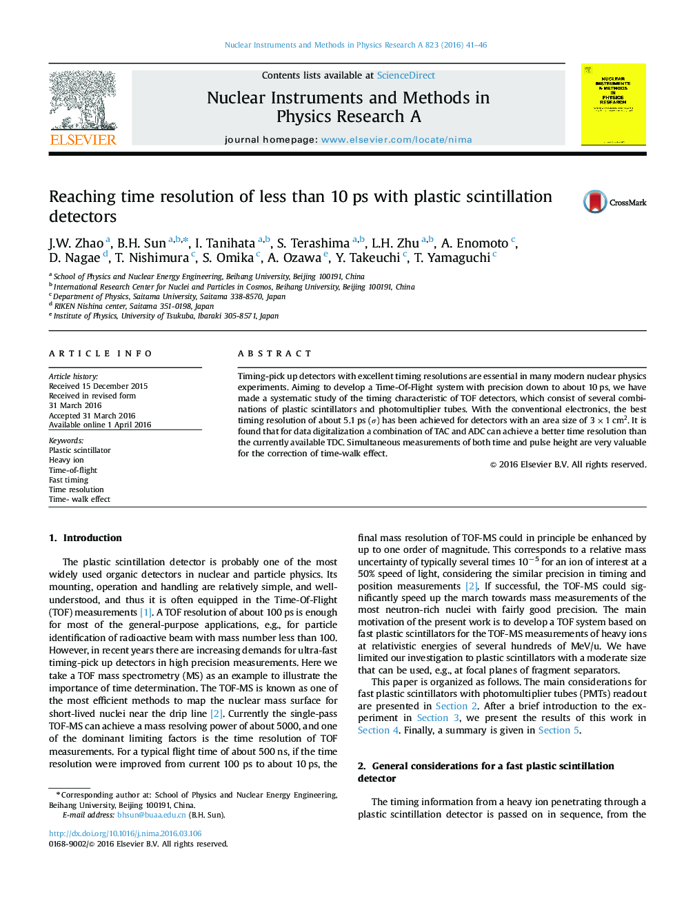 Reaching time resolution of less than 10Â ps with plastic scintillation detectors