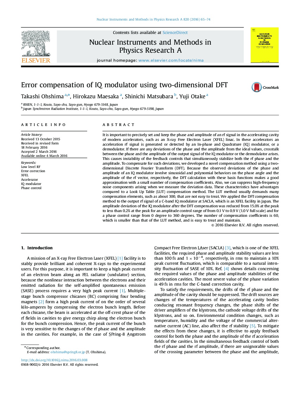 Error compensation of IQ modulator using two-dimensional DFT