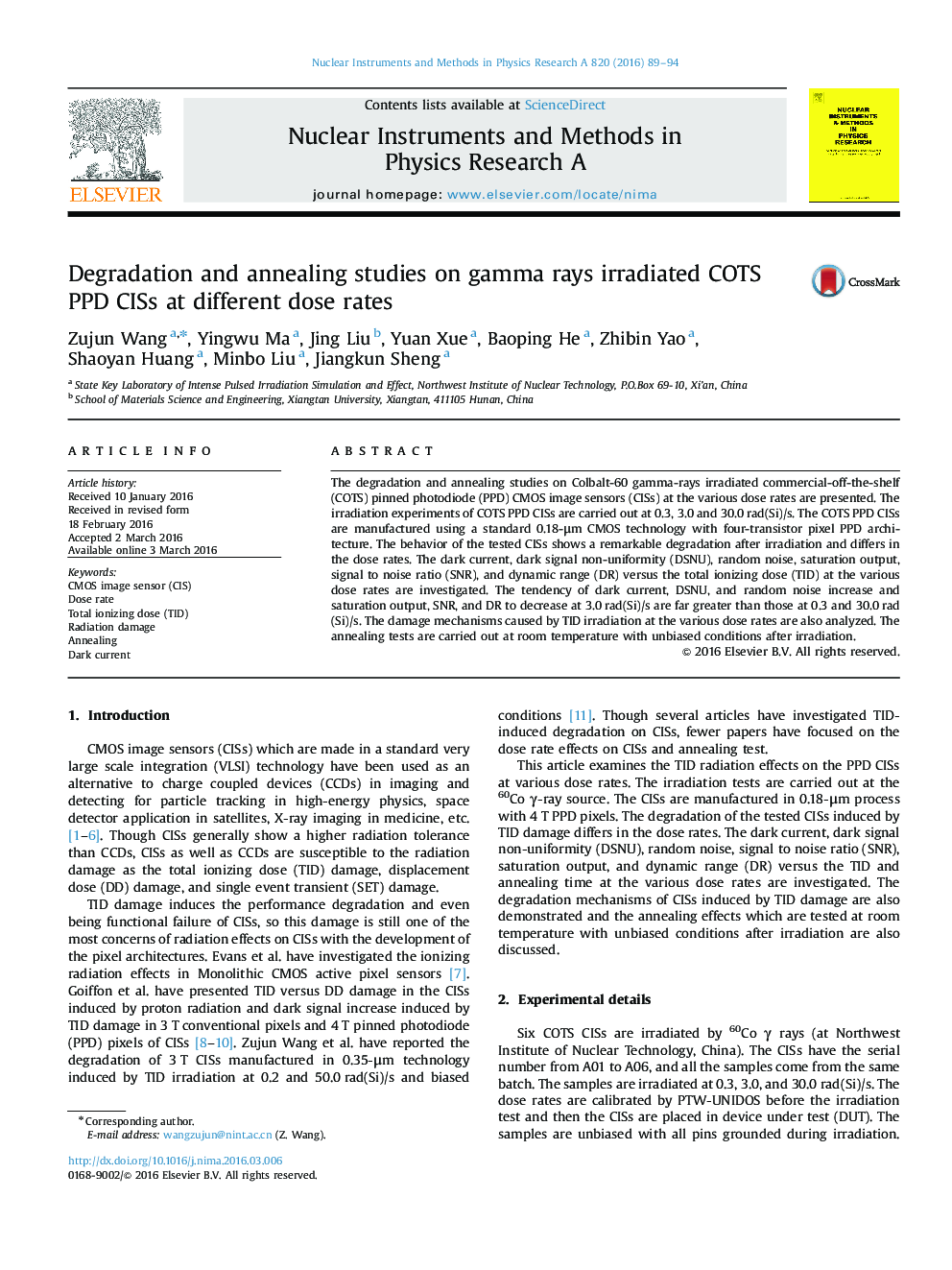 Degradation and annealing studies on gamma rays irradiated COTS PPD CISs at different dose rates