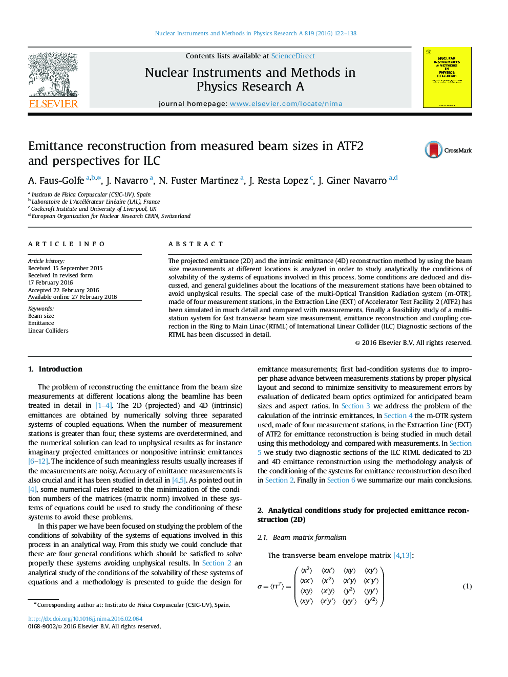 Emittance reconstruction from measured beam sizes in ATF2 and perspectives for ILC