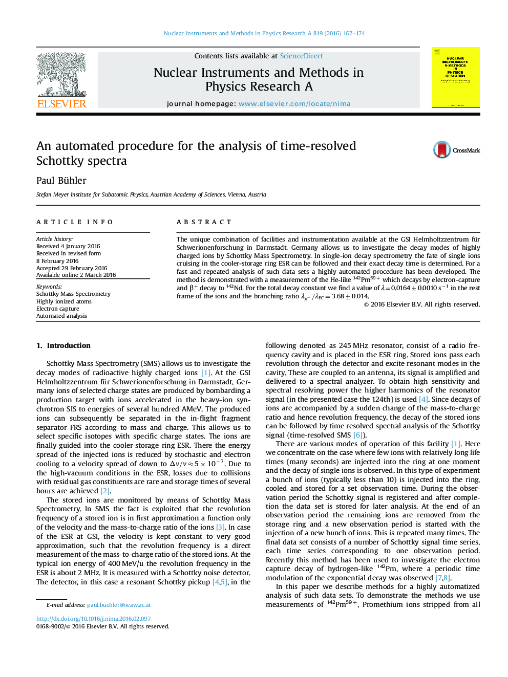 An automated procedure for the analysis of time-resolved Schottky spectra