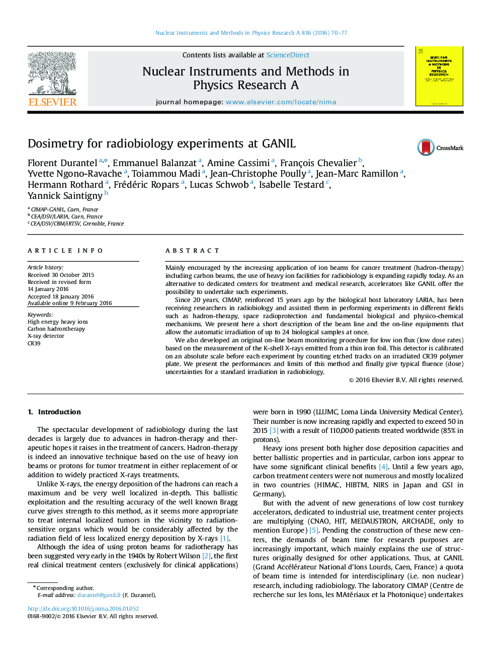 Dosimetry for radiobiology experiments at GANIL