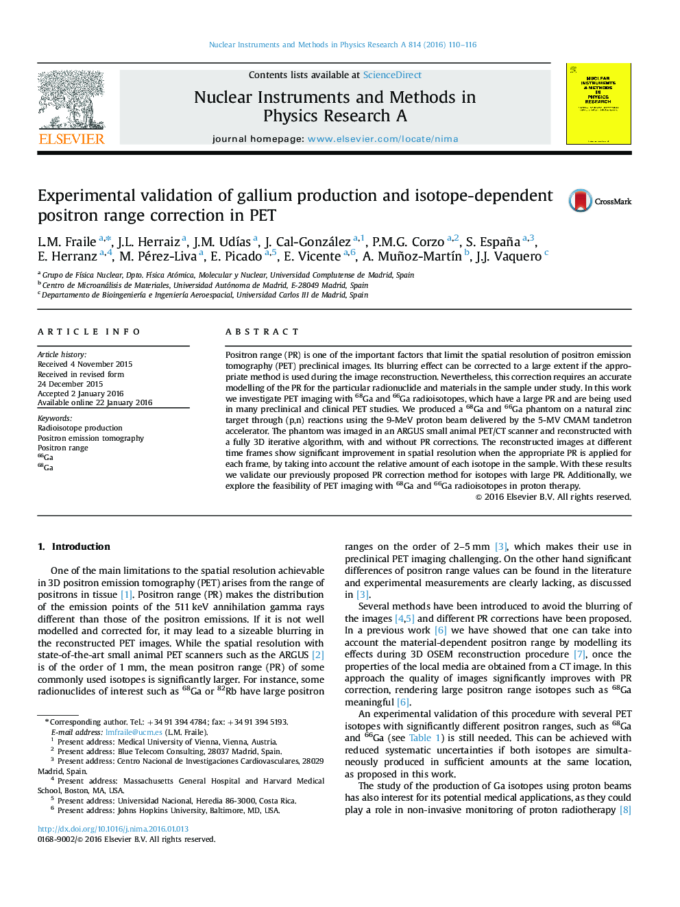 Experimental validation of gallium production and isotope-dependent positron range correction in PET