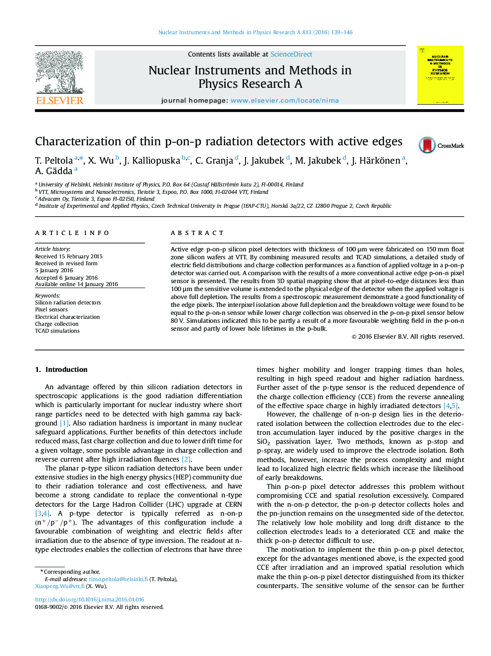 Characterization of thin p-on-p radiation detectors with active edges