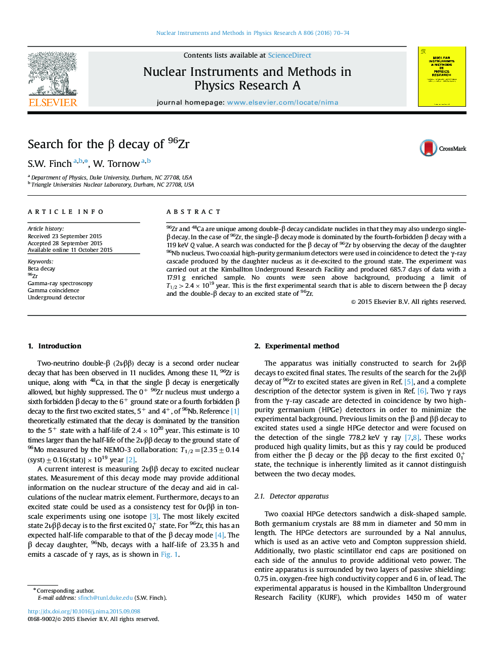 Search for the Î² decay of 96Zr