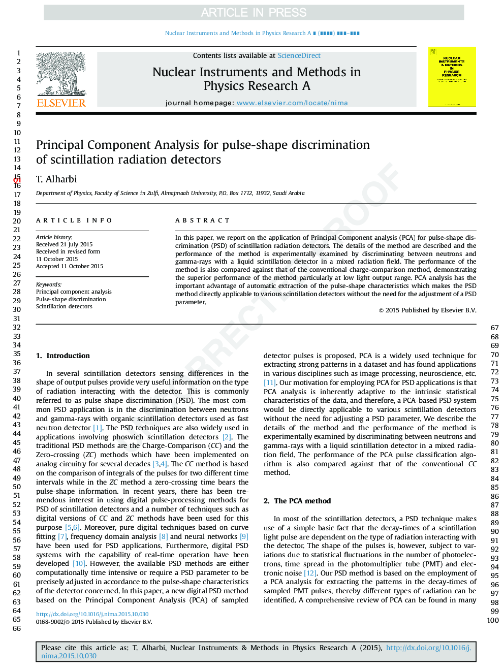 Principal Component Analysis for pulse-shape discrimination of scintillation radiation detectors