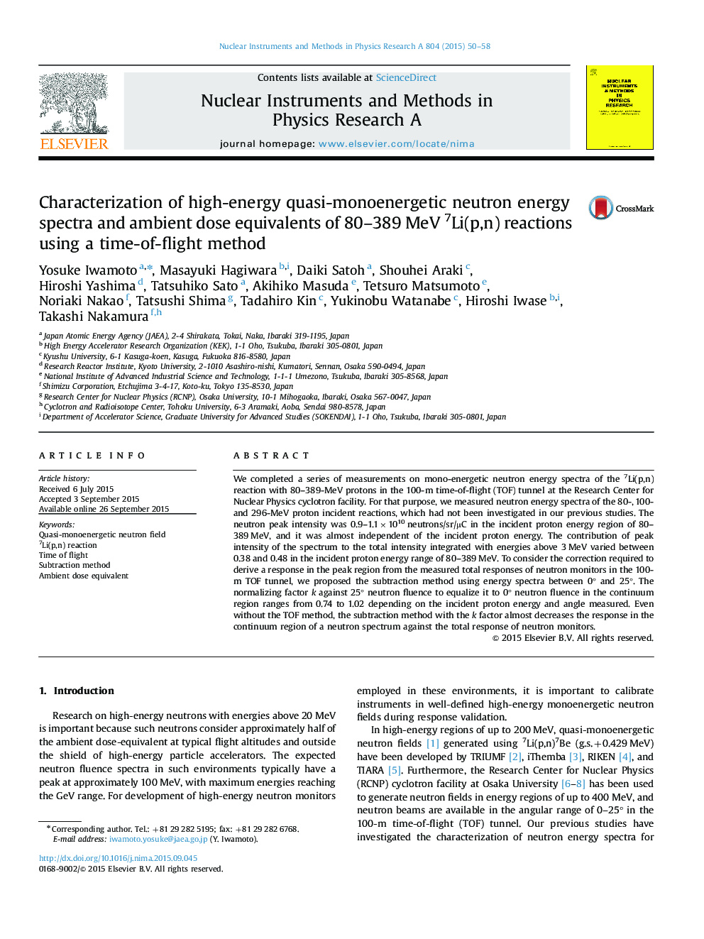 Characterization of high-energy quasi-monoenergetic neutron energy spectra and ambient dose equivalents of 80-389Â MeV 7Li(p,n) reactions using a time-of-flight method