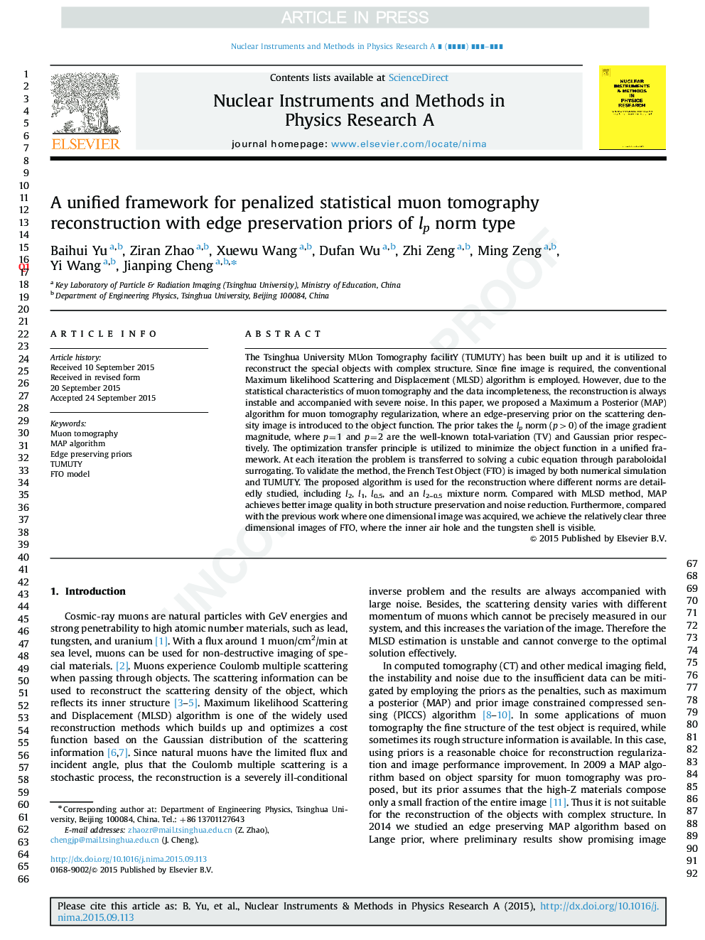 A unified framework for penalized statistical muon tomography reconstruction with edge preservation priors of lp norm type