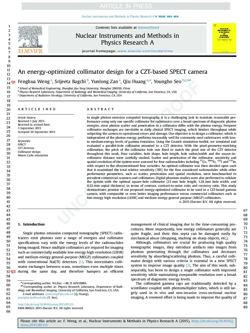 An energy-optimized collimator design for a CZT-based SPECT camera