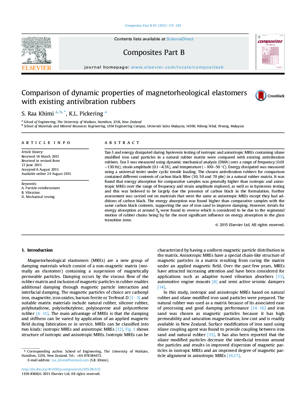 Comparison of dynamic properties of magnetorheological elastomers with existing antivibration rubbers