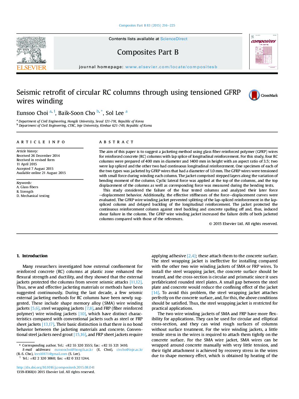 Seismic retrofit of circular RC columns through using tensioned GFRP wires winding