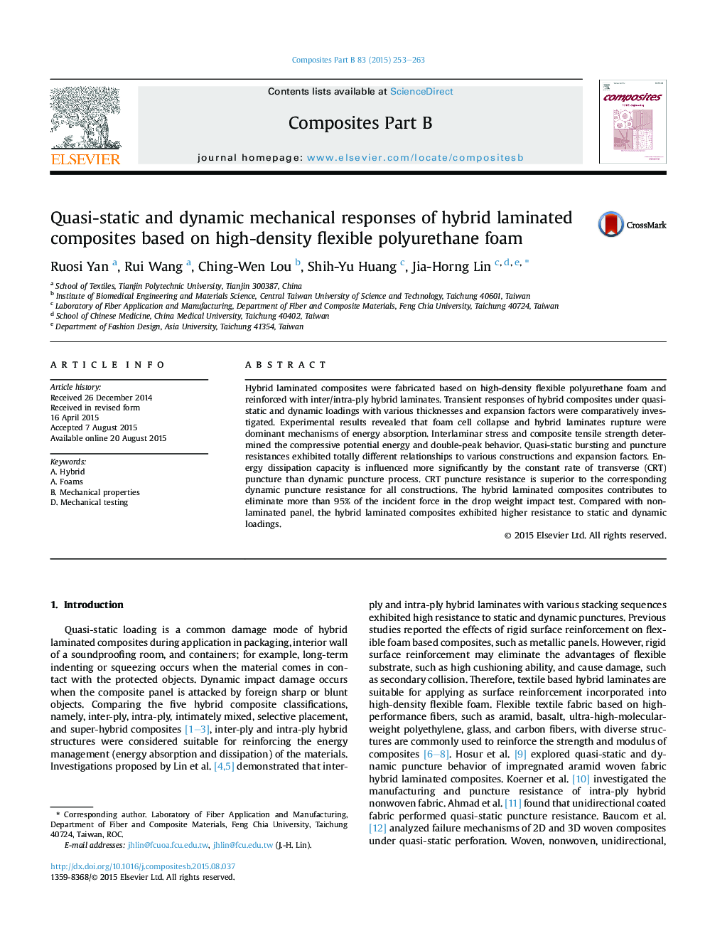 Quasi-static and dynamic mechanical responses of hybrid laminated composites based on high-density flexible polyurethane foam