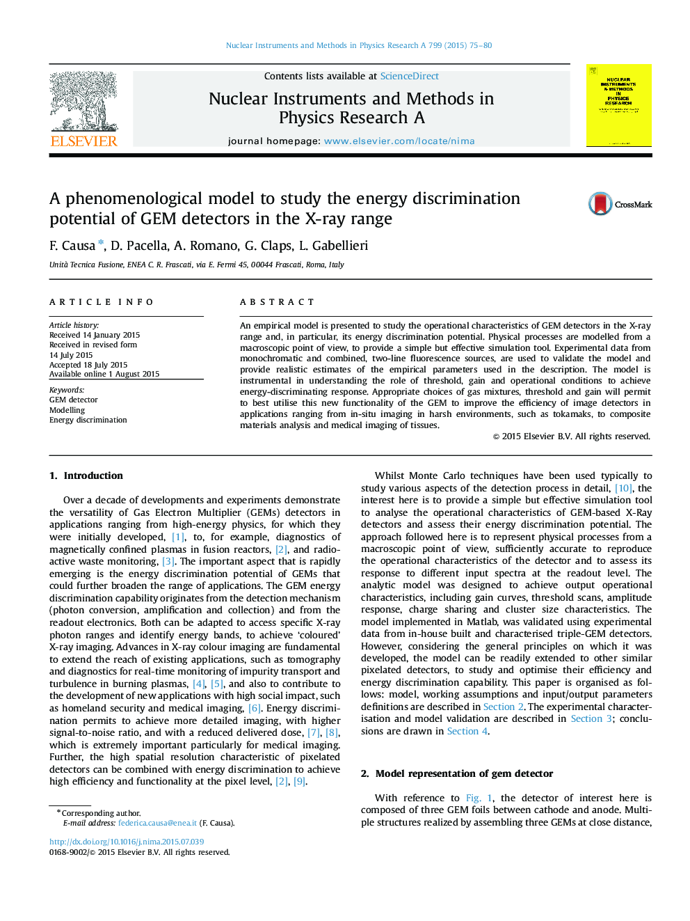 A phenomenological model to study the energy discrimination potential of GEM detectors in the X-ray range