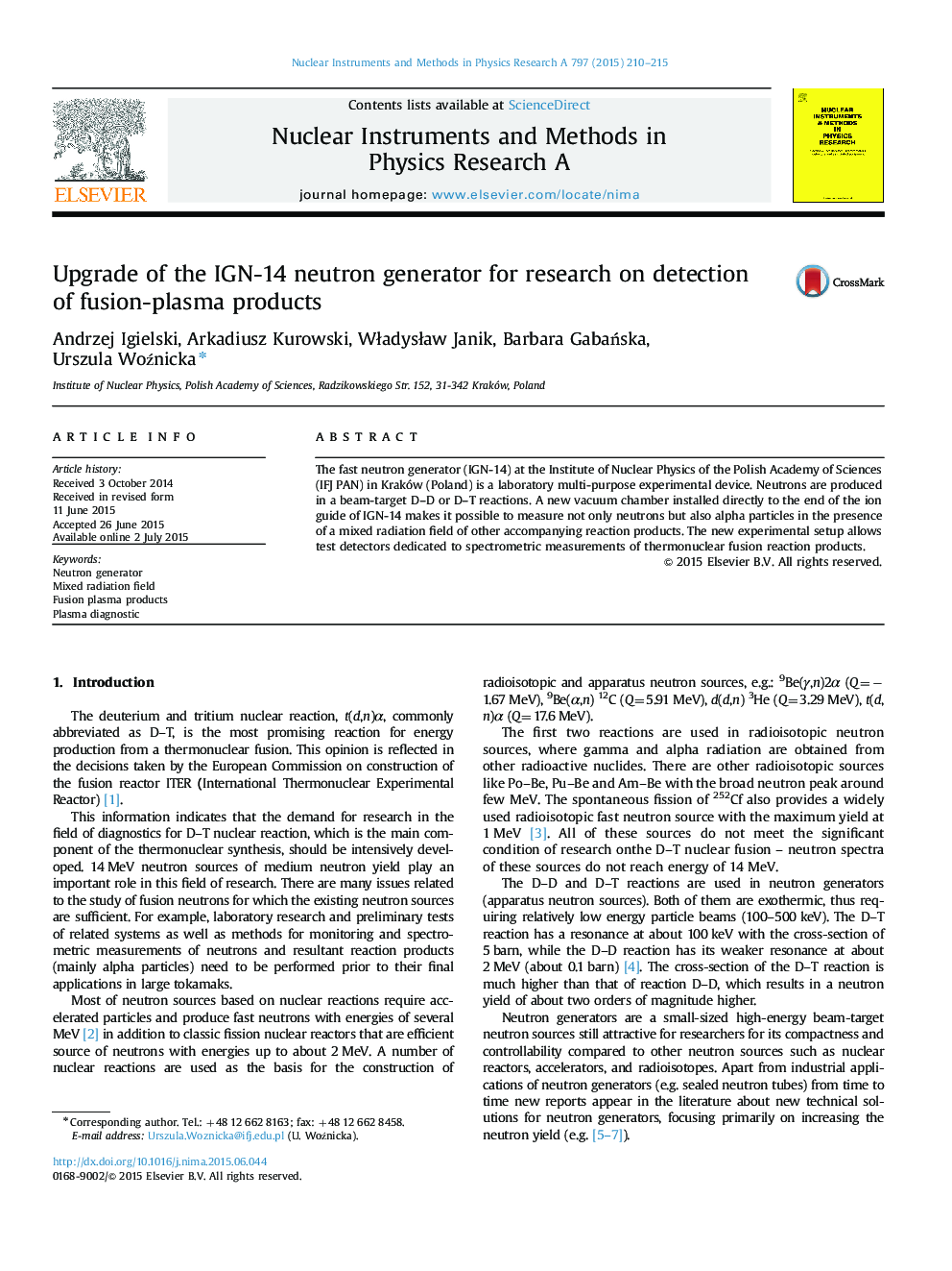 Upgrade of the IGN-14 neutron generator for research on detection of fusion-plasma products