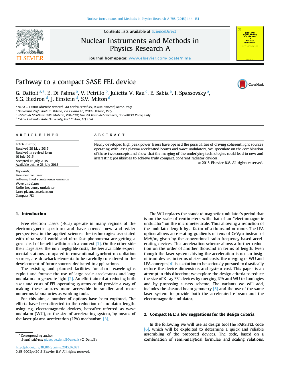 Pathway to a compact SASE FEL device