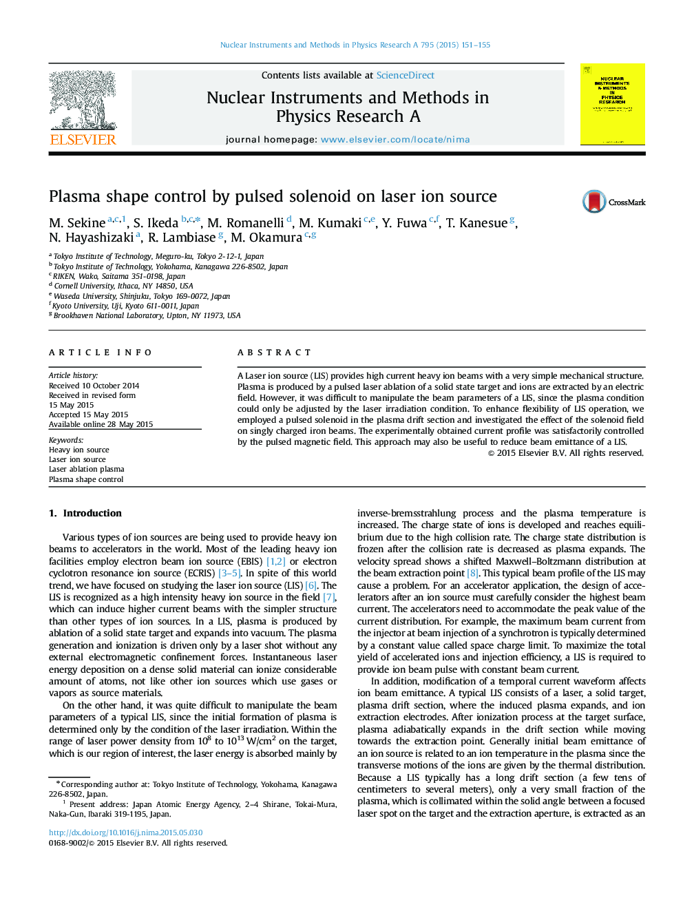 Plasma shape control by pulsed solenoid on laser ion source