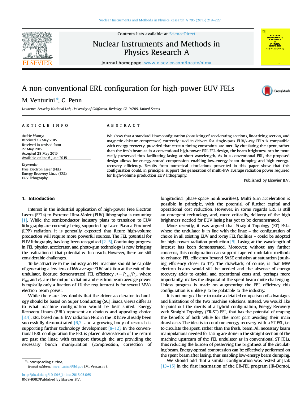 A non-conventional ERL configuration for high-power EUV FELs