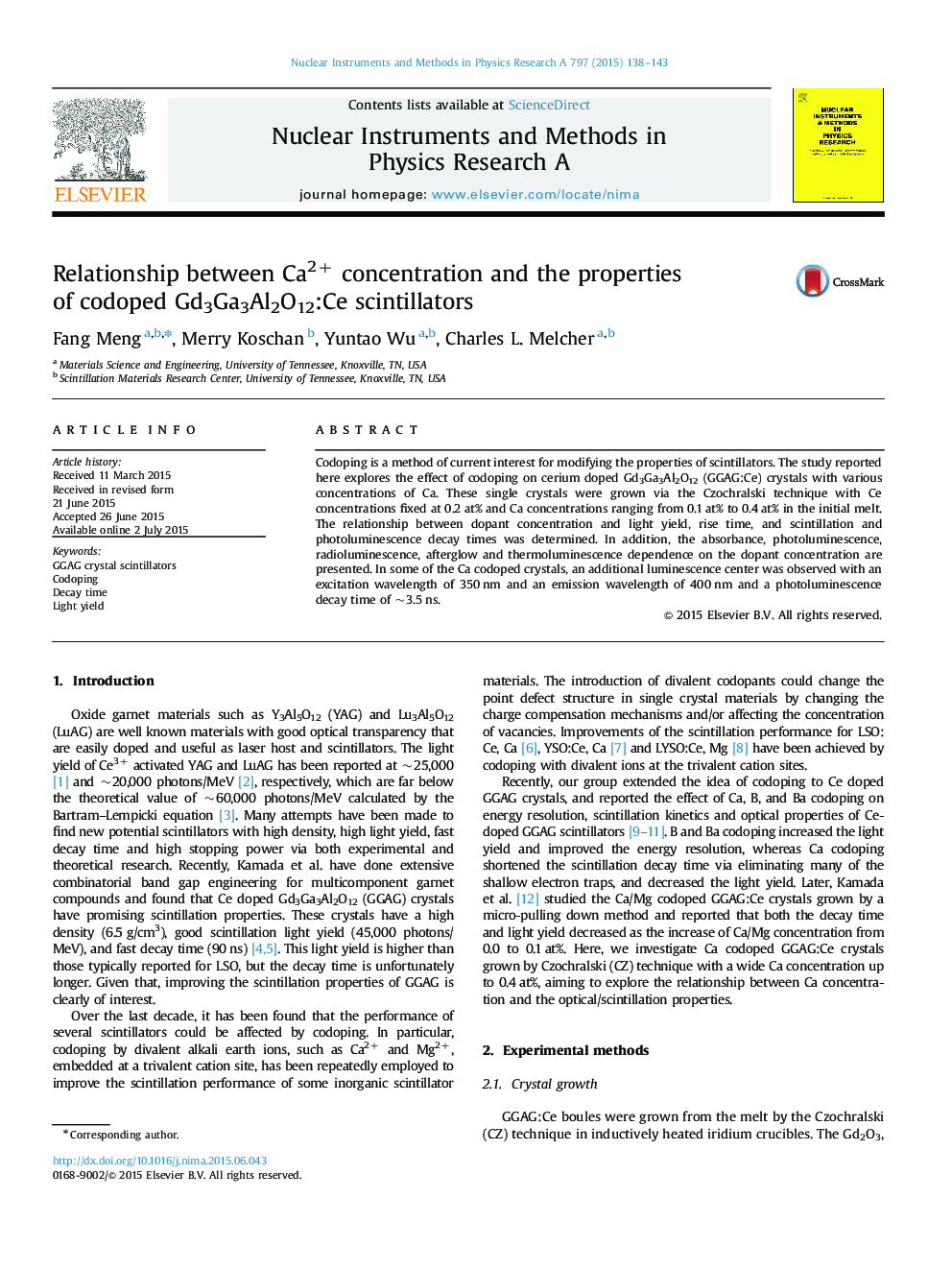 Relationship between Ca2+ concentration and the properties of codoped Gd3Ga3Al2O12:Ce scintillators