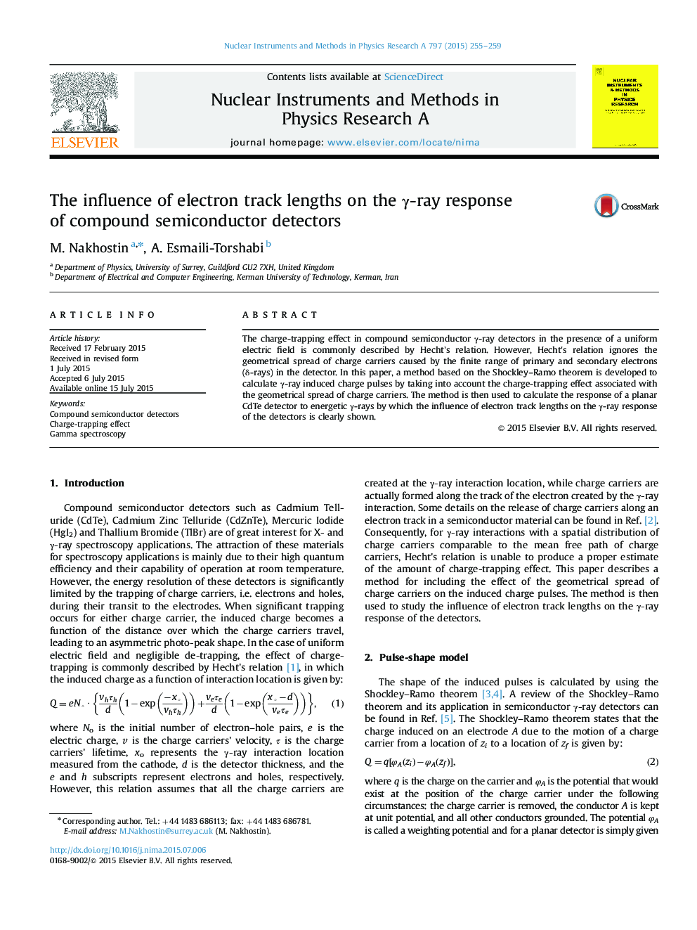 The influence of electron track lengths on the Î³-ray response of compound semiconductor detectors