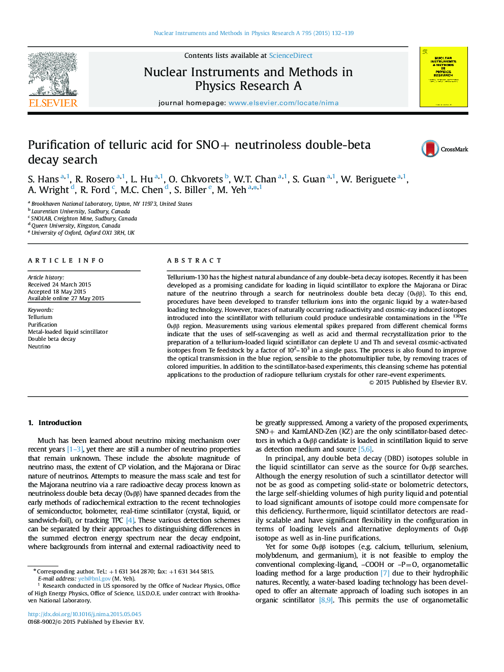 Purification of telluric acid for SNO+ neutrinoless double-beta decay search