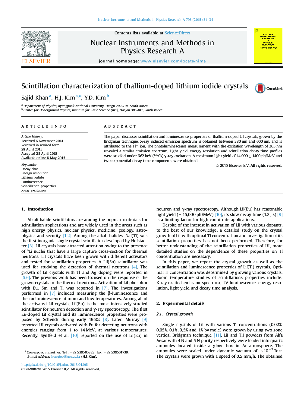 Scintillation characterization of thallium-doped lithium iodide crystals