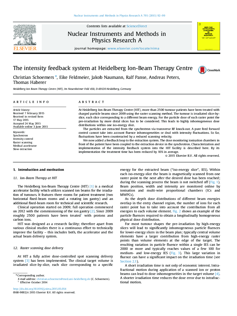 The intensity feedback system at Heidelberg Ion-Beam Therapy Centre